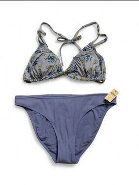 AERIE- blue floral bikini set- Bottoms size: M-Top size: L.